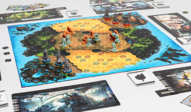 A game of Guards of Atlantis II showing playing pieces on the map