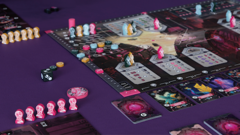 Playing pieces on the board for the BioHack board game